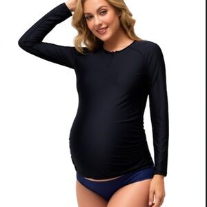 Isabel Maternity Black long Sleeve Swim Top Size XL